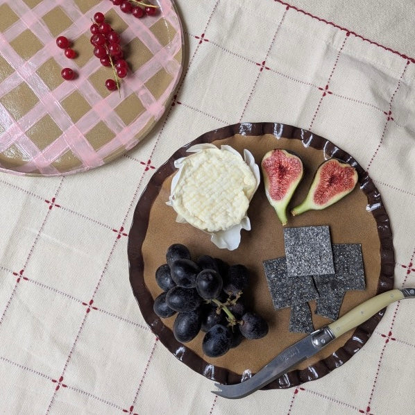 Chocolate Brown Edged Frill Serving Platter