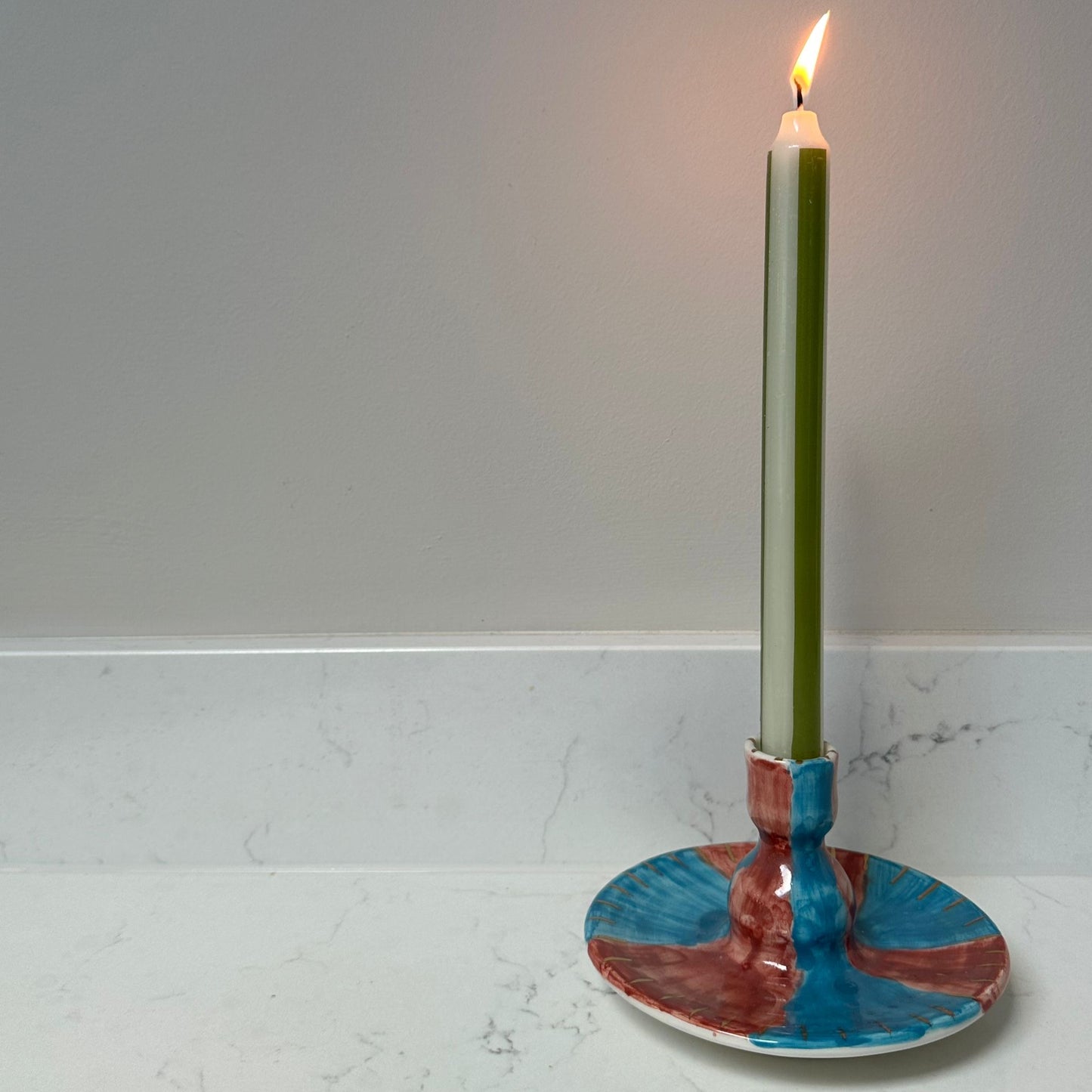 Red and Blue Stripe Candlestick