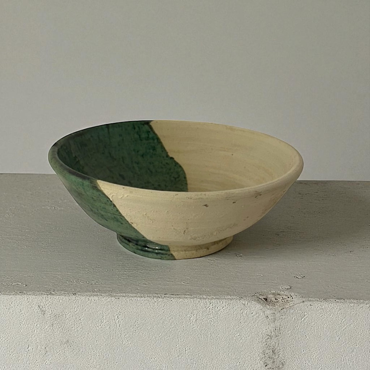 Alfreds' Handcrafted Tamegroute Bowl - Green & White
