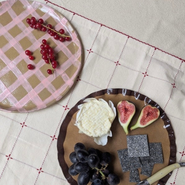 Pink Gingham Serving Platter