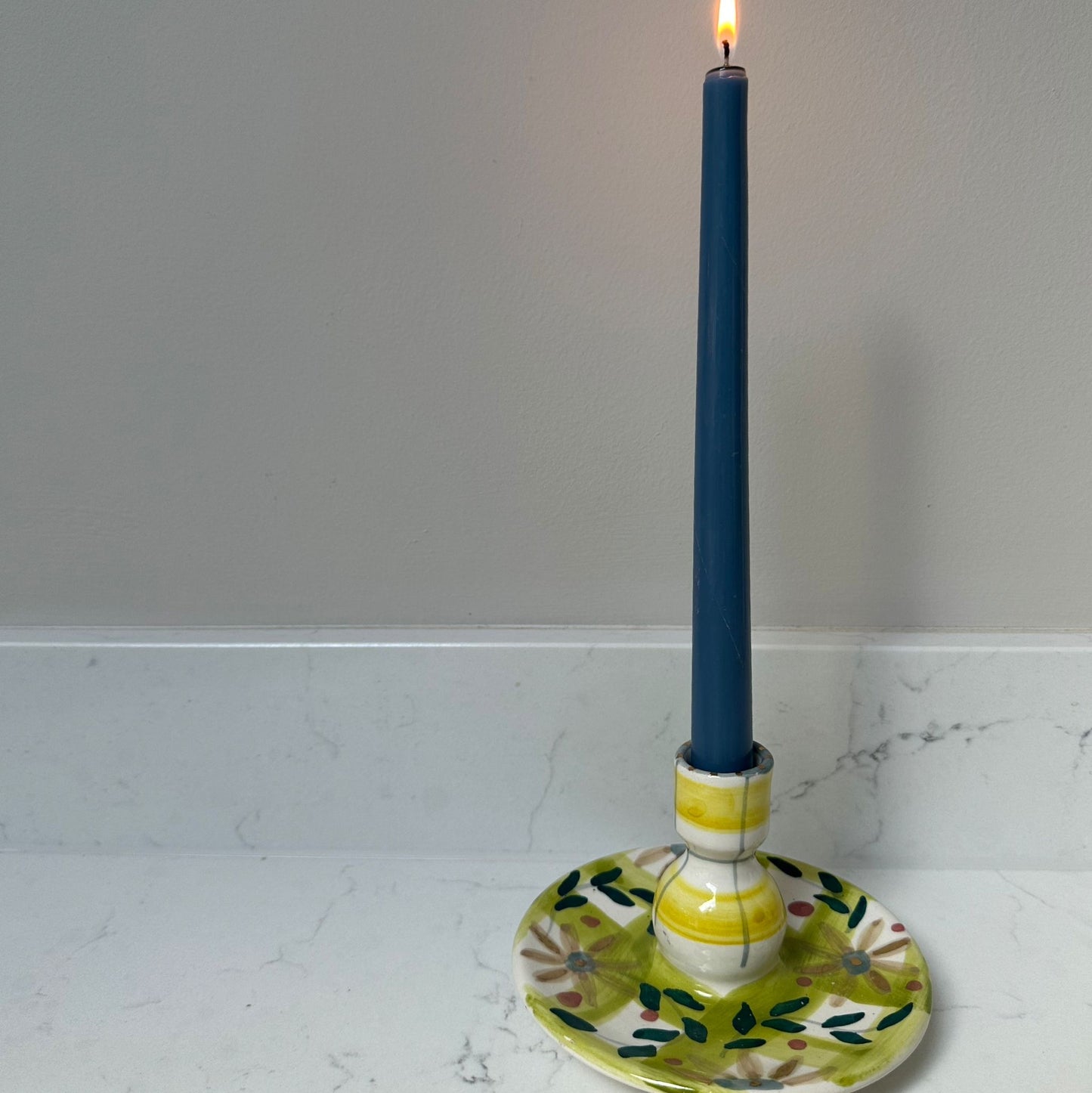 Lime Floral Candlestick