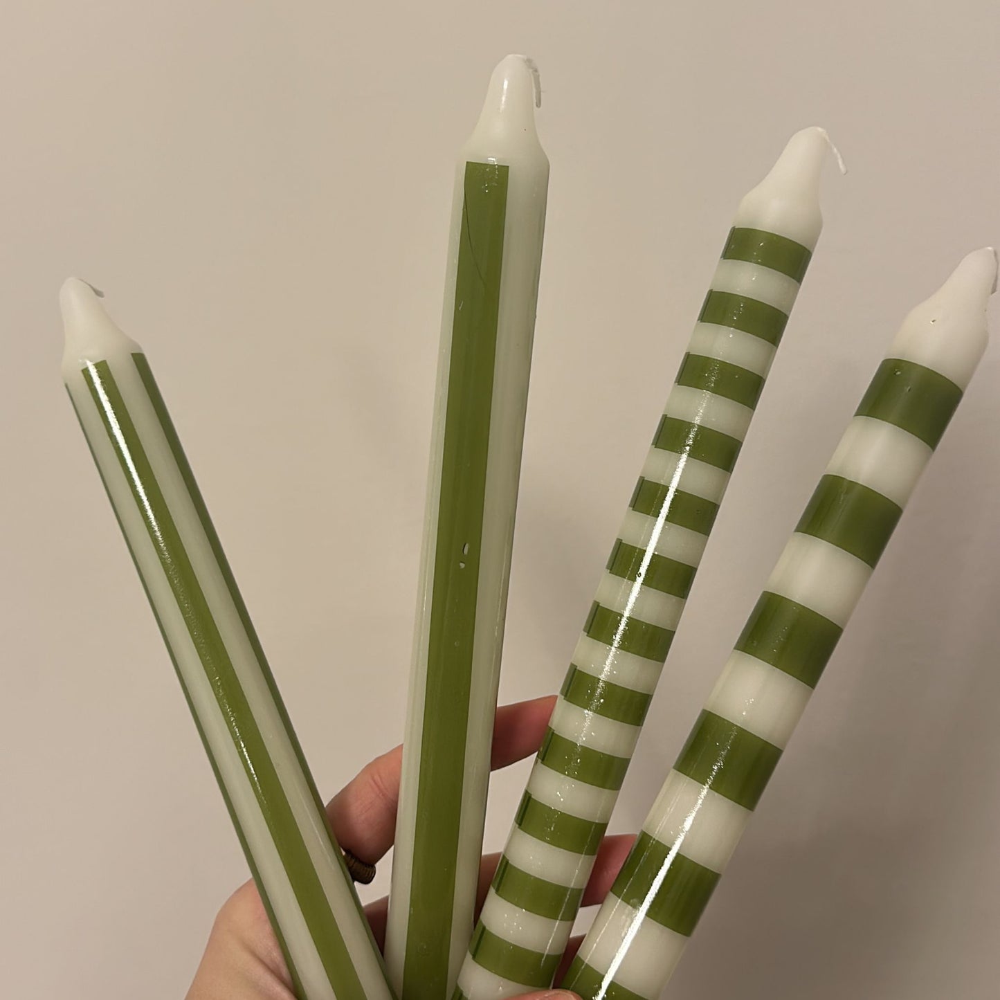 Paul Candles - Set of 4 Green and White