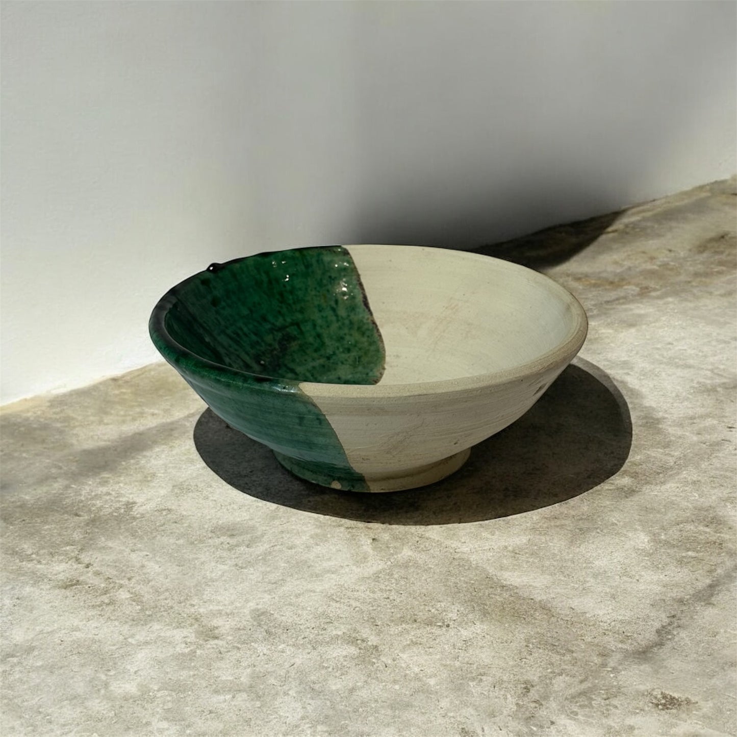 Alfreds' Handcrafted Tamegroute Bowl - Green & White