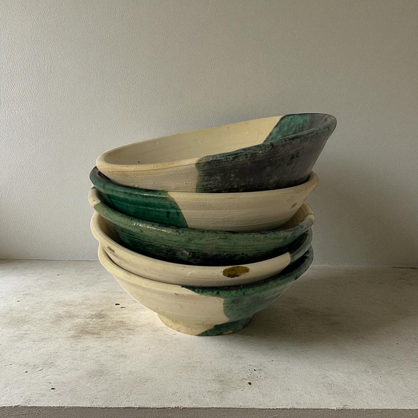 Alfreds' Handcrafted Tamegroute Bowl - Green & White