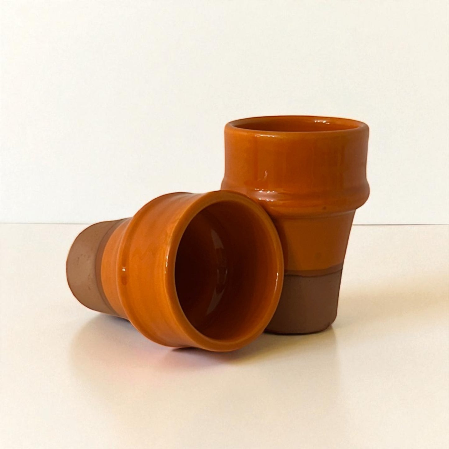 Beldi Moroccan Ceramic Cup (Orange & Terracotta)
