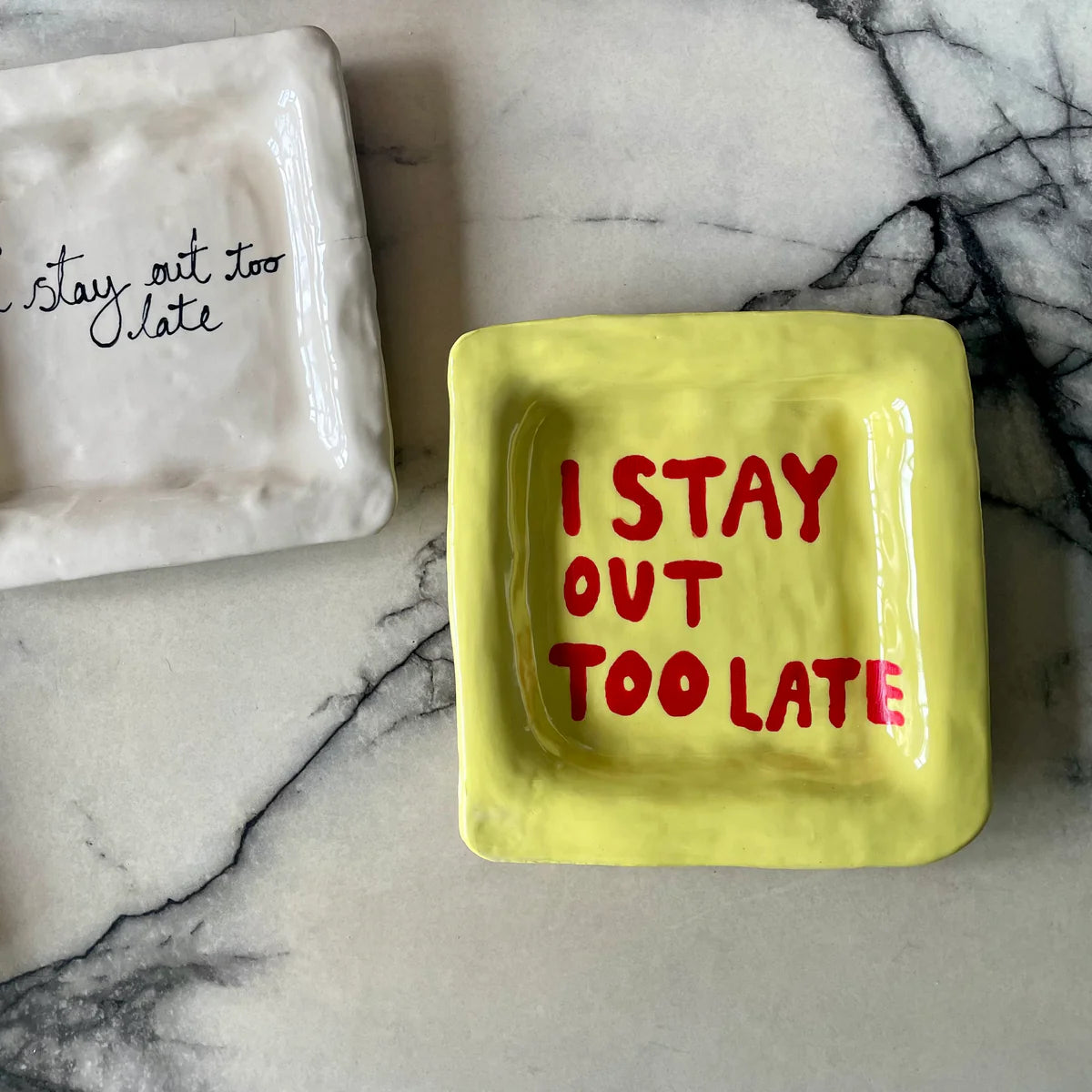 I Stay Out Too Late Trinket Tray - Yellow & Red
