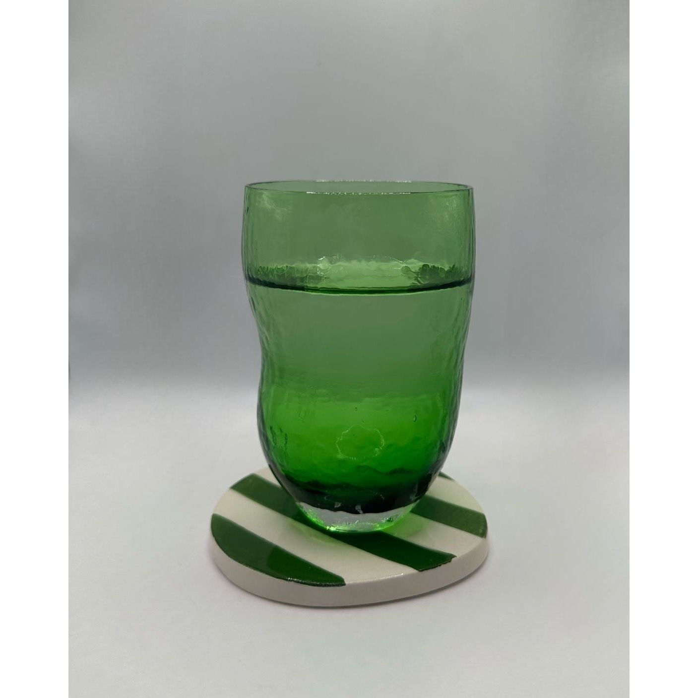 Alfred's Green Striped Ceramic Coasters (Set of 4)
