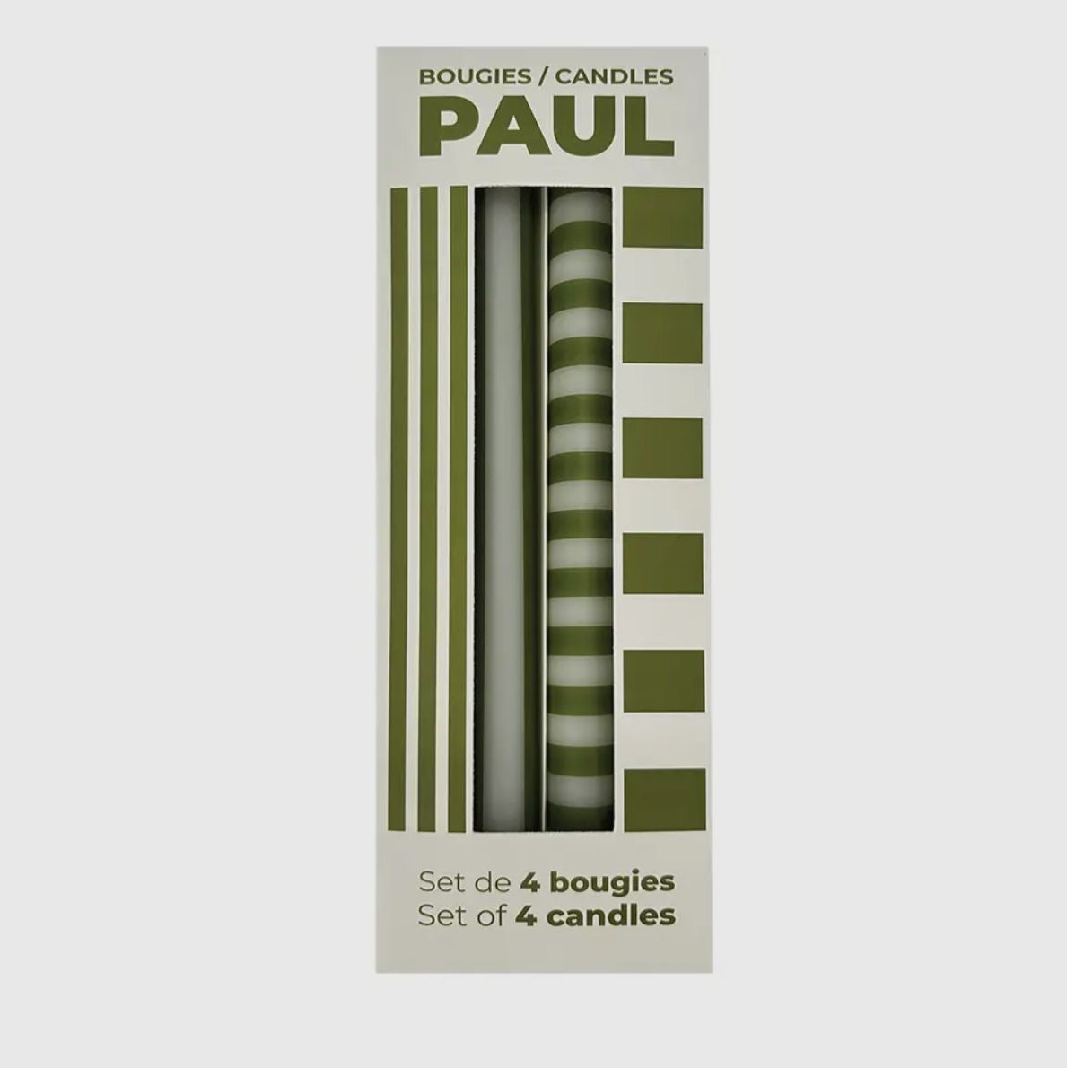 Paul Candles - Set of 4 Green and White