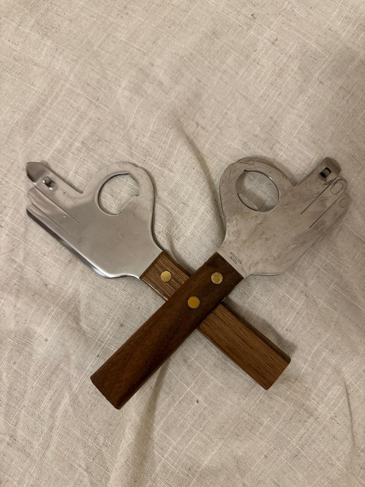 Vintage Stainless Steel "Hand" Bottle Openers (Pair)