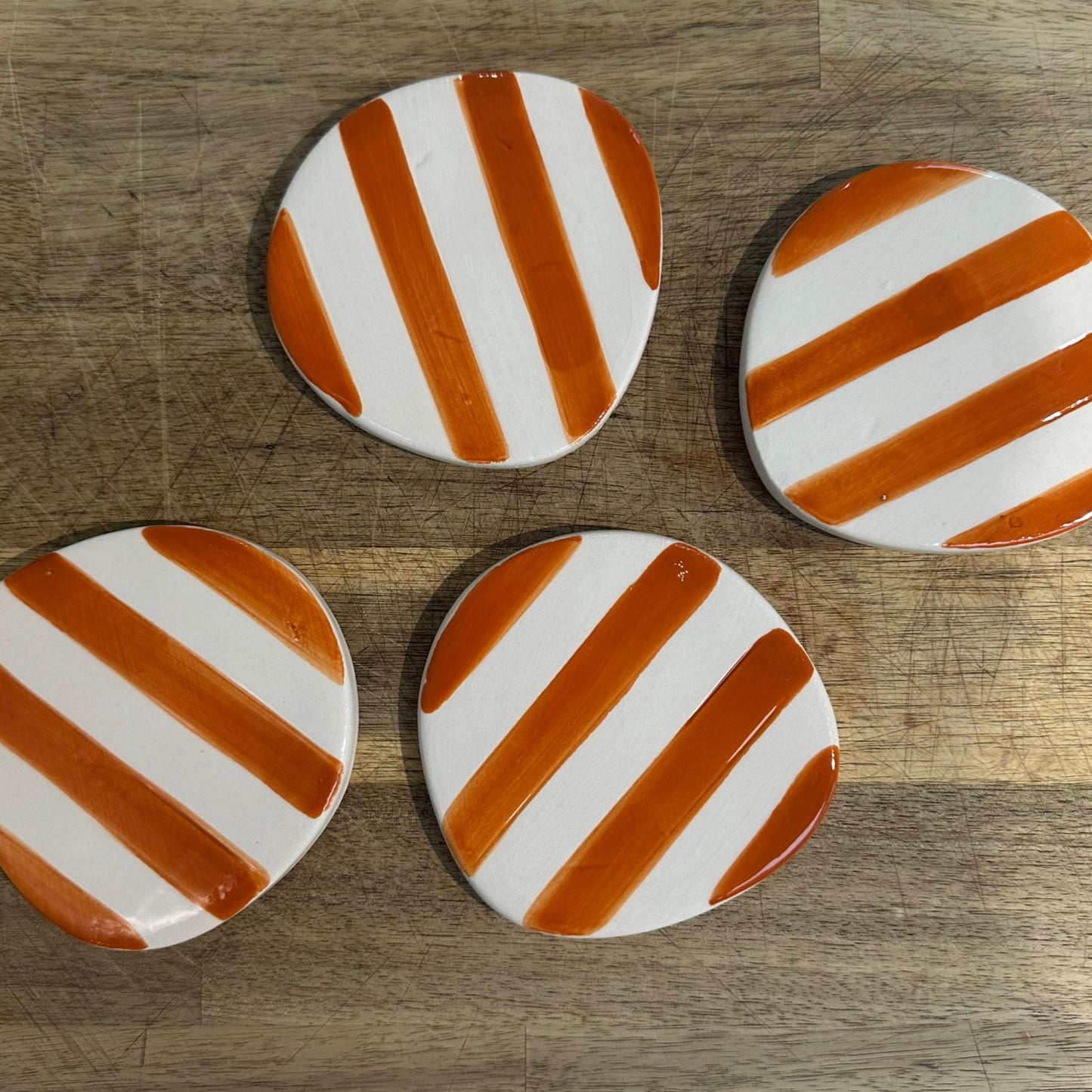 Alfred's Orange Striped Ceramic Coasters (Set of 4)