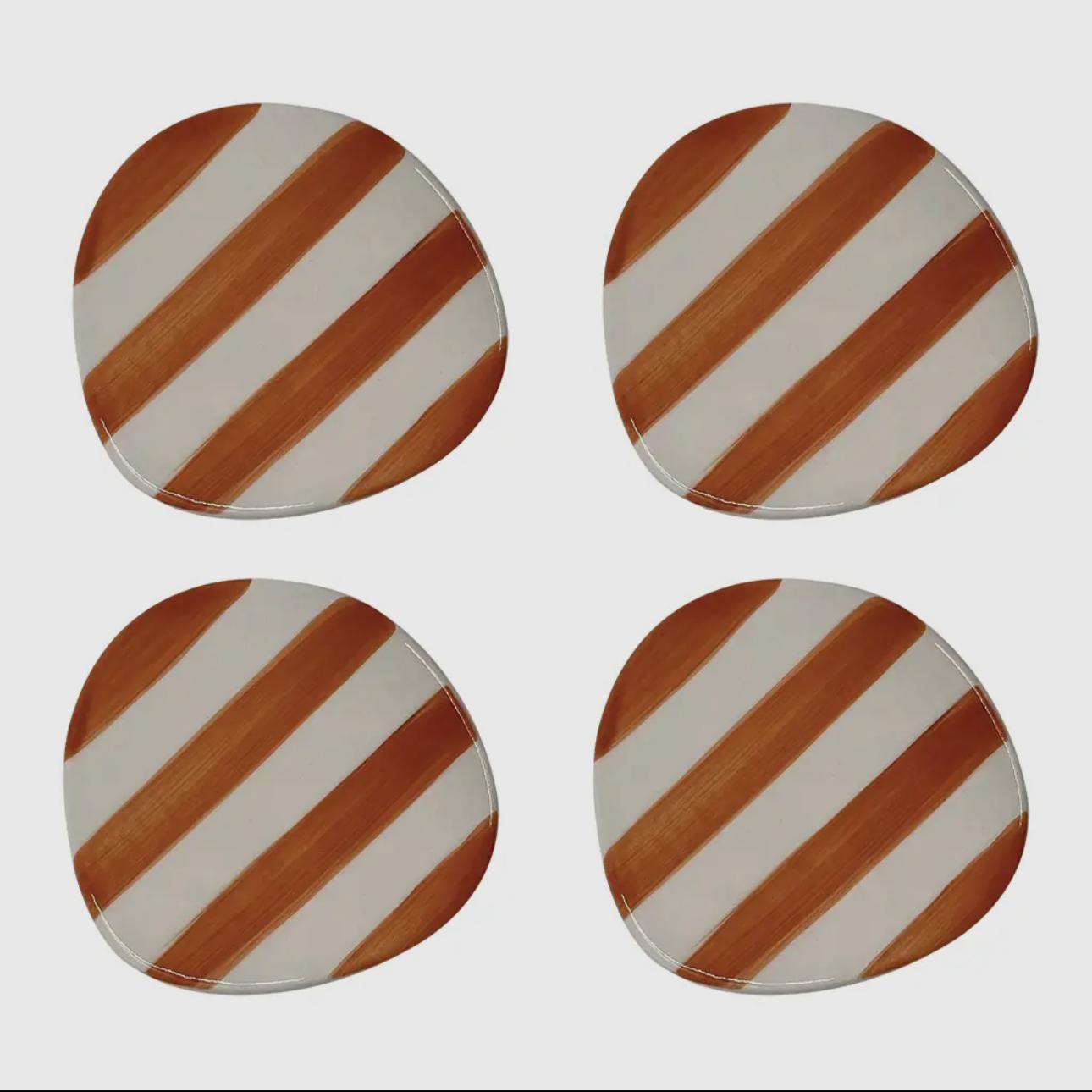 Alfred's Orange Striped Ceramic Coasters (Set of 4)