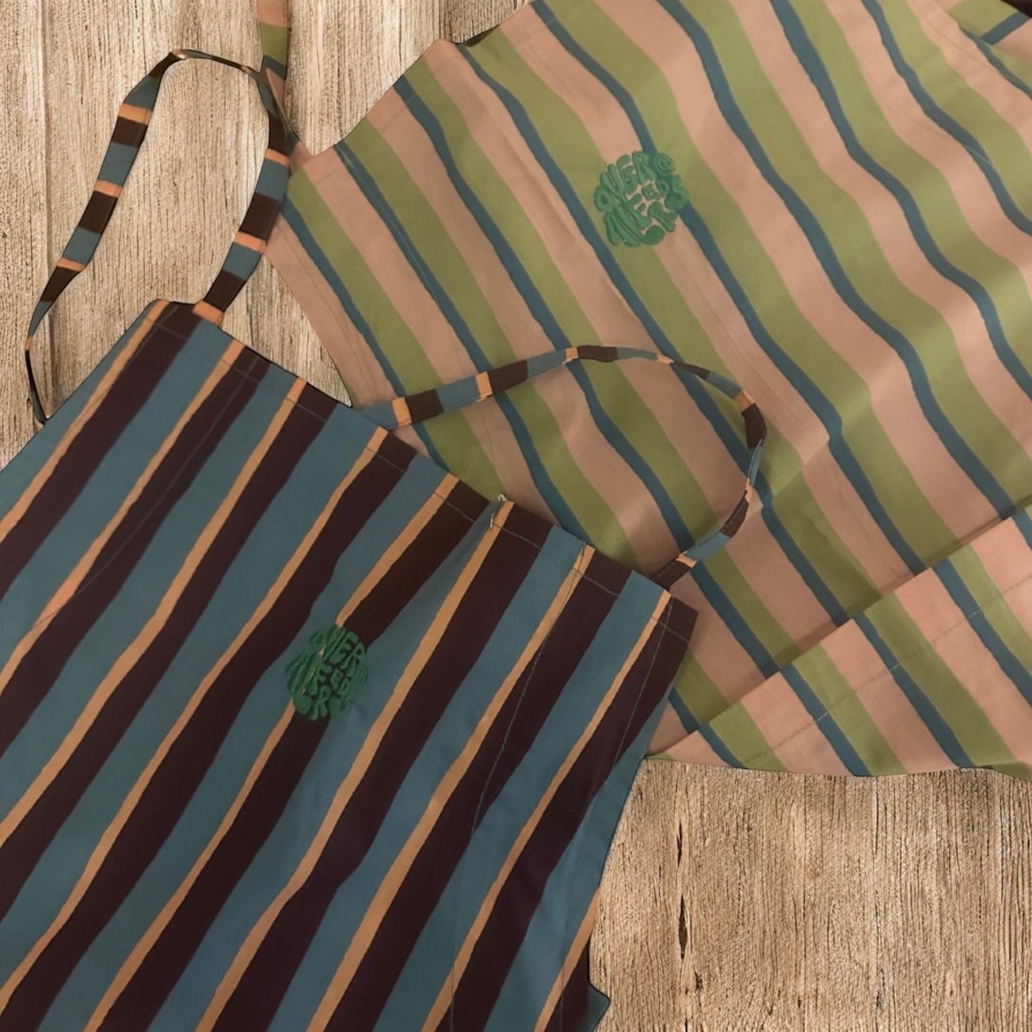 Alfred's Apron - Green & Pink Stripe