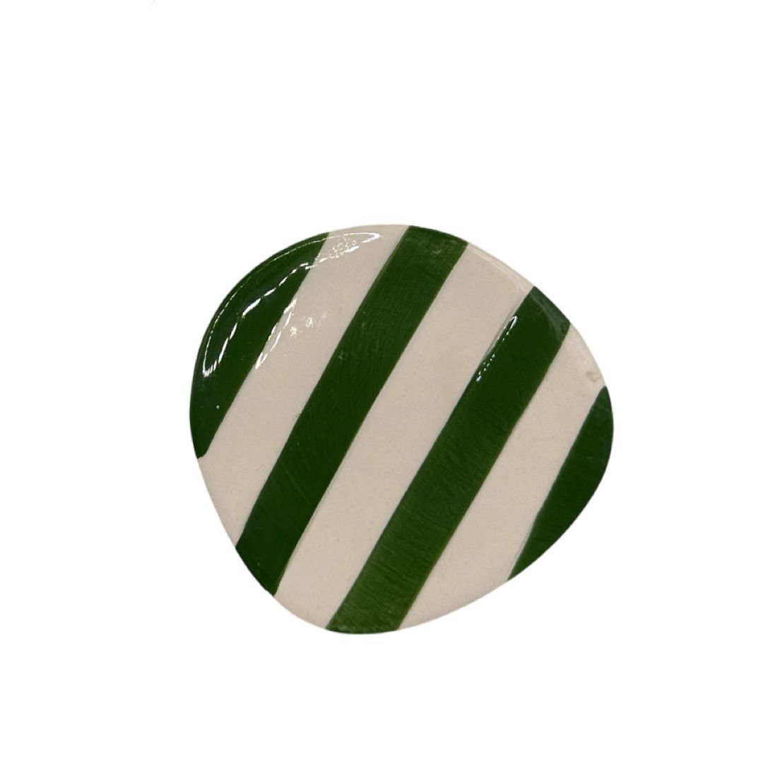 Alfred's Green Striped Ceramic Coasters (Set of 4)