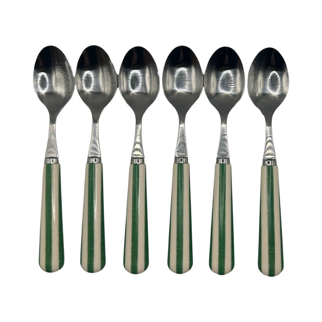 Alfred's Green Stripe Stainless Steel Tea Spoons