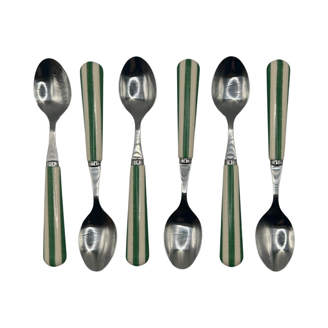 Alfred's Green Stripe Stainless Steel Tea Spoons