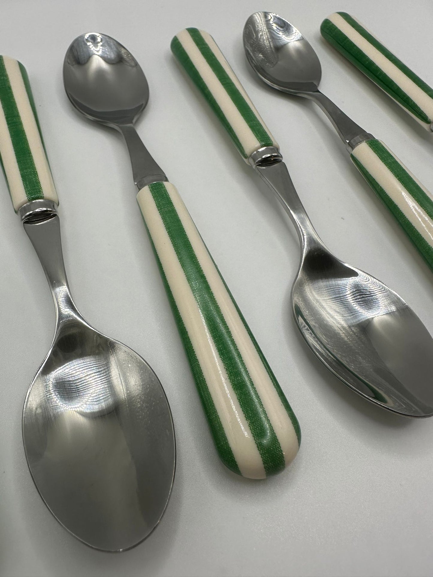 Alfred's Green Stripe Stainless Steel Tea Spoons