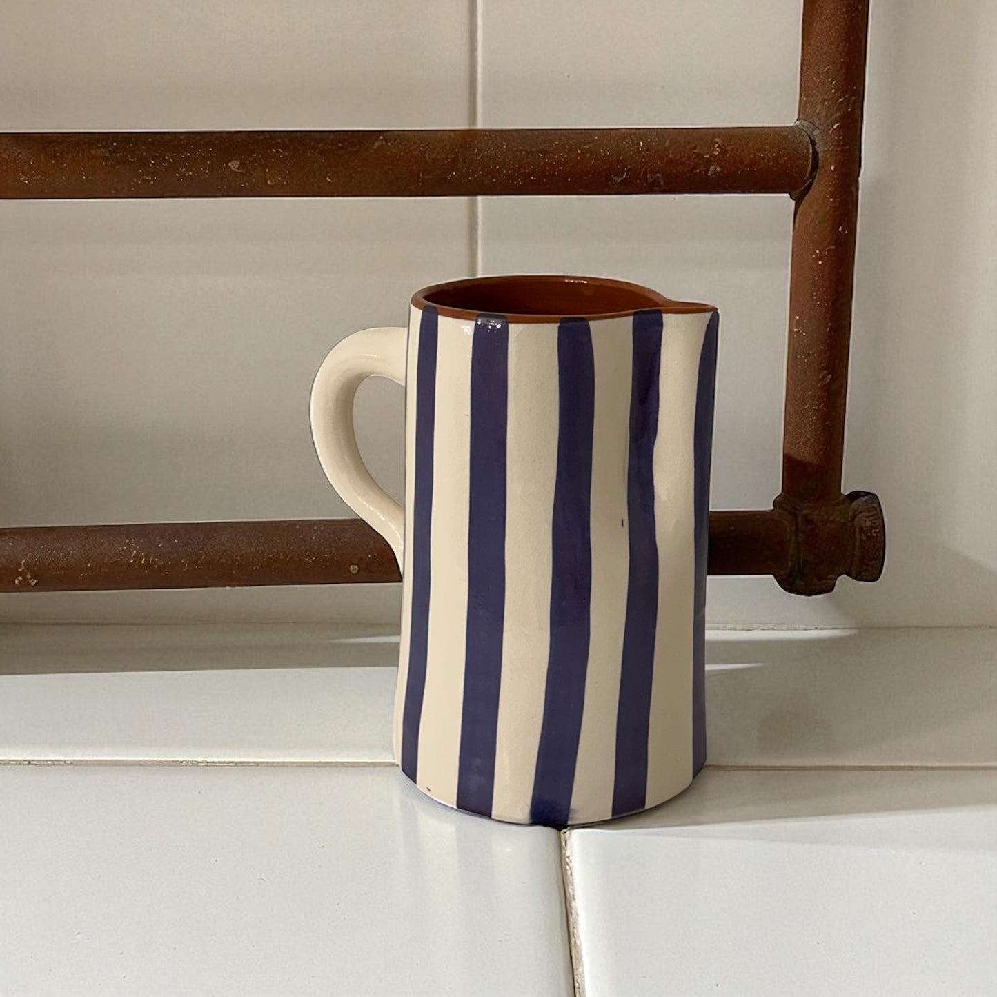 Moroccan Carafe (Blue & White Pyjama Stripe)
