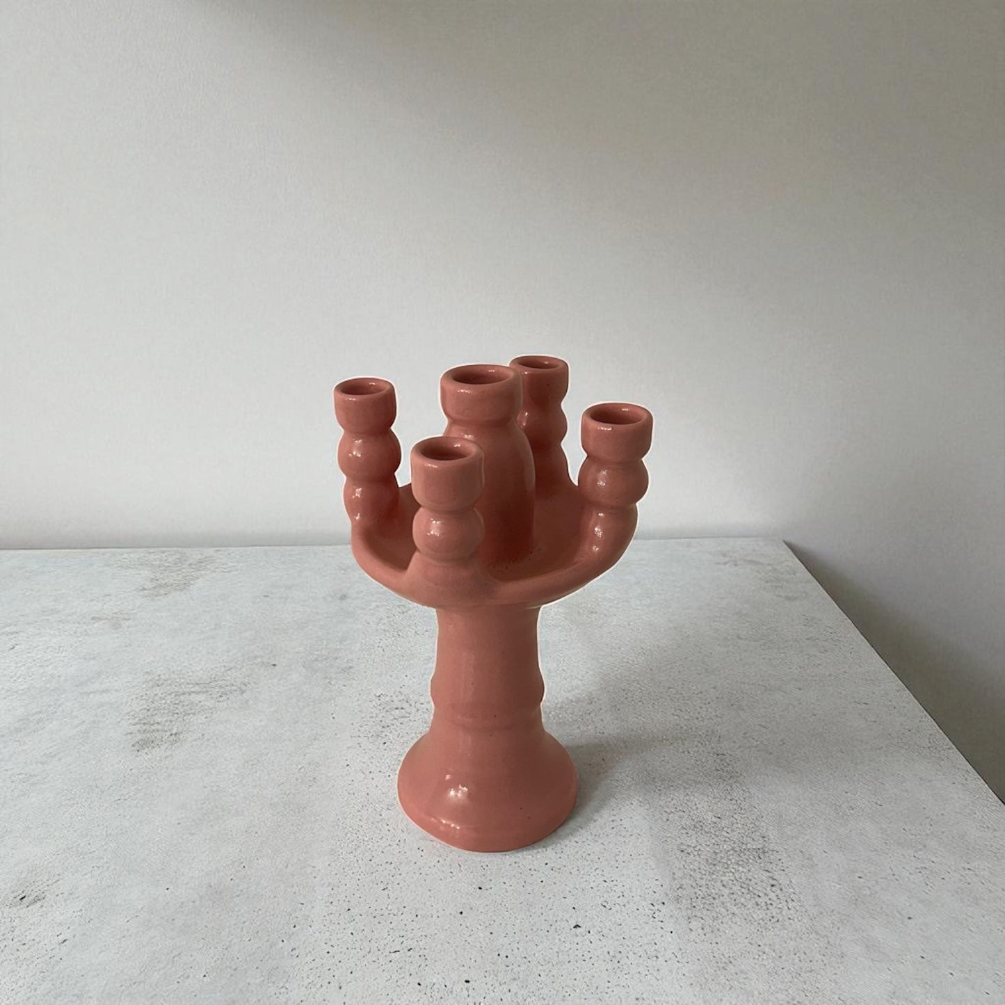 5-Head Ceramic Candelabra - Pink