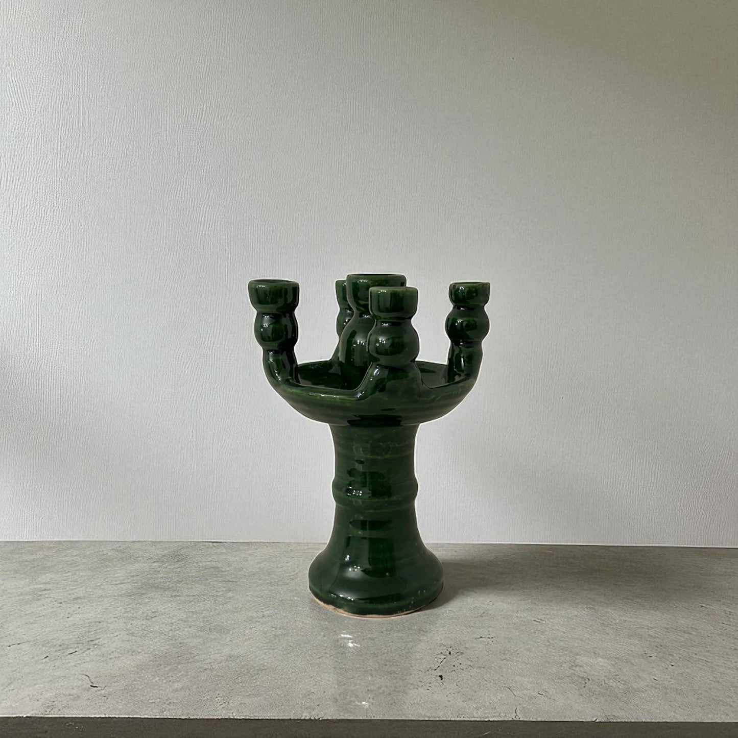 5-Head Ceramic Candelabra - Green