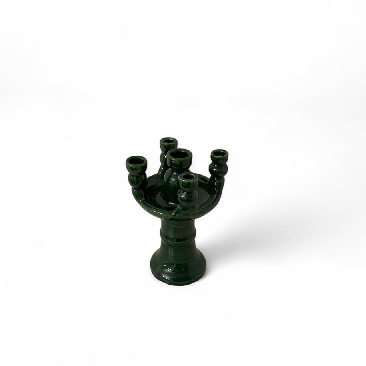 5-Head Ceramic Candelabra - Green