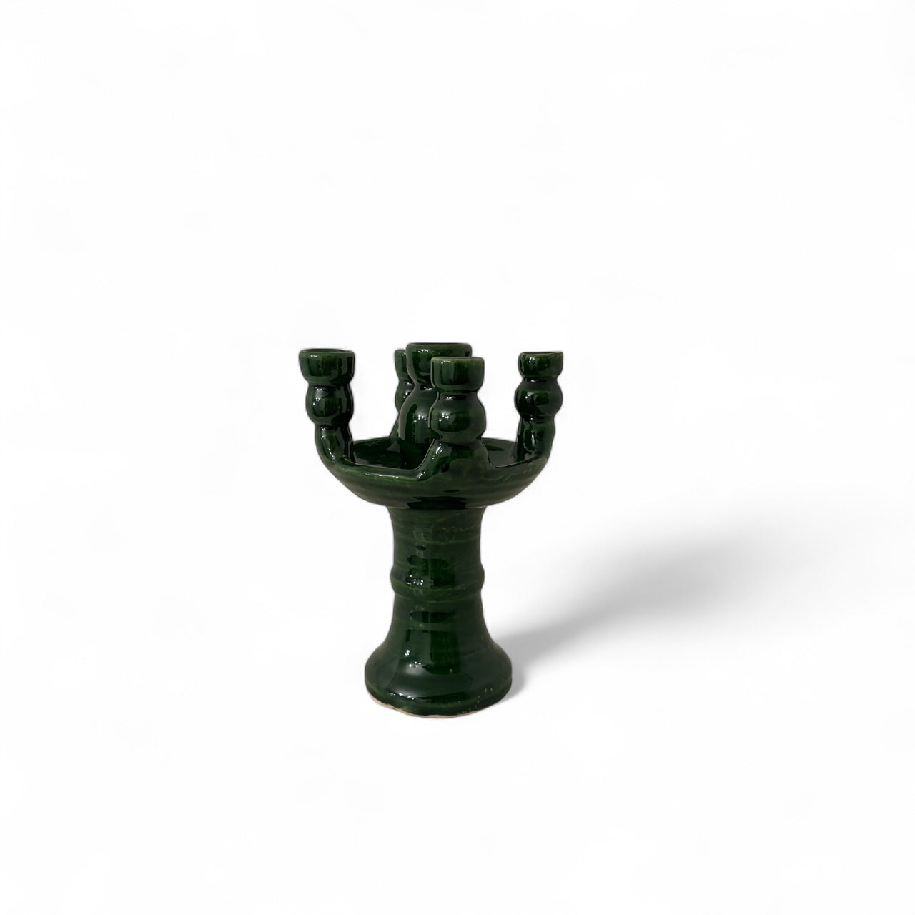 5-Head Ceramic Candelabra - Green