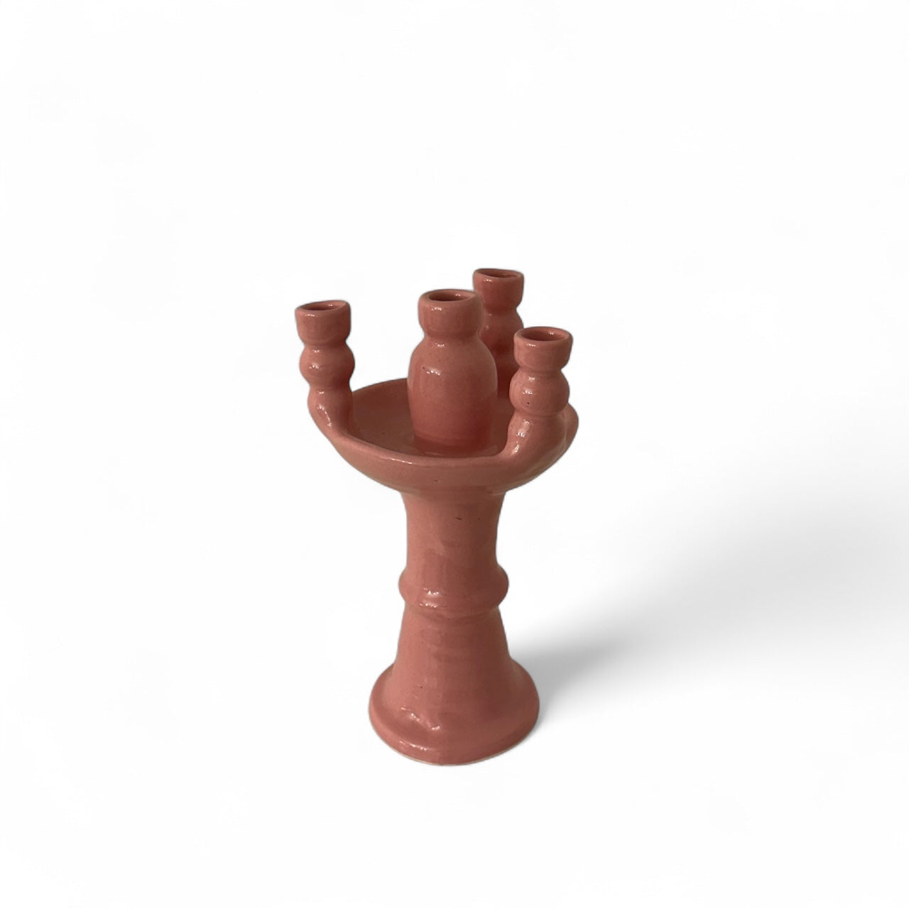 4-Head Ceramic Candelabra - Pink