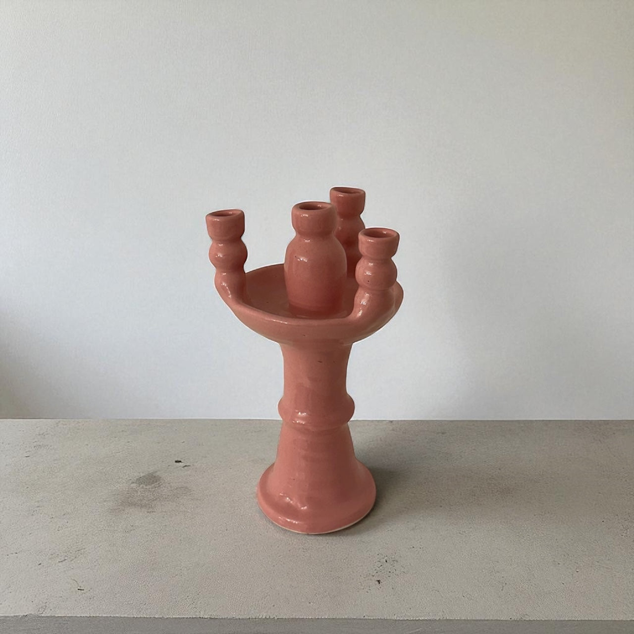 4-Head Ceramic Candelabra - Pink