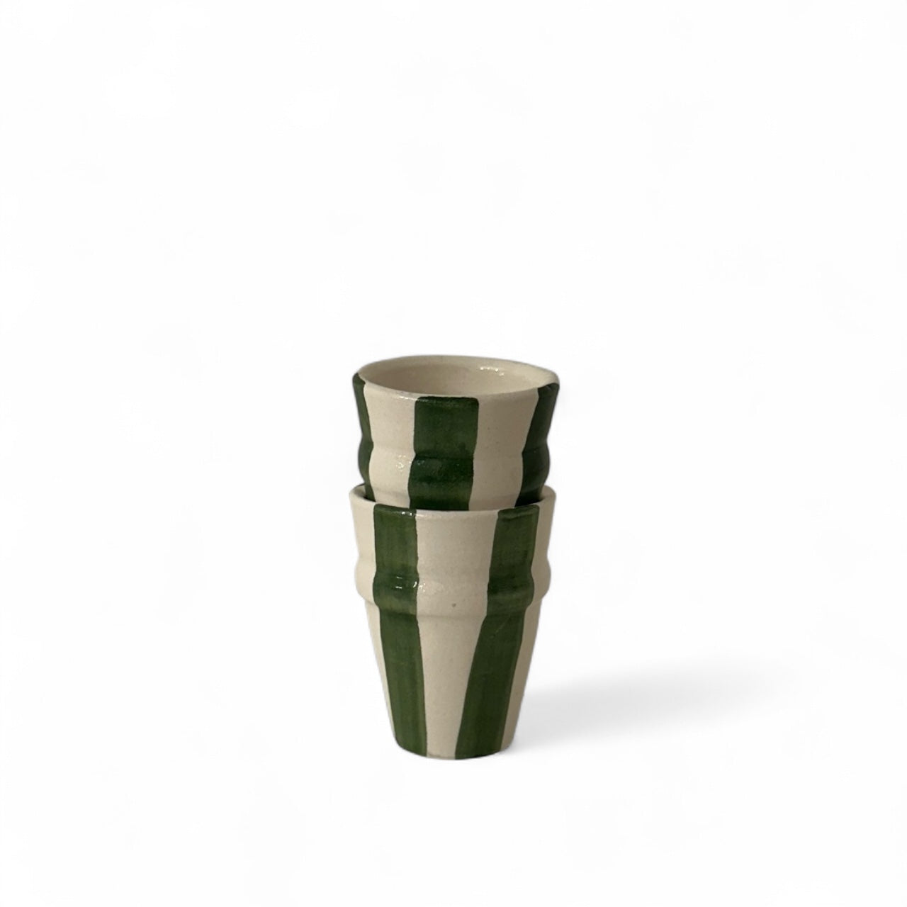 Green & White Moroccan Beldi Espresso Cup (Stripe)