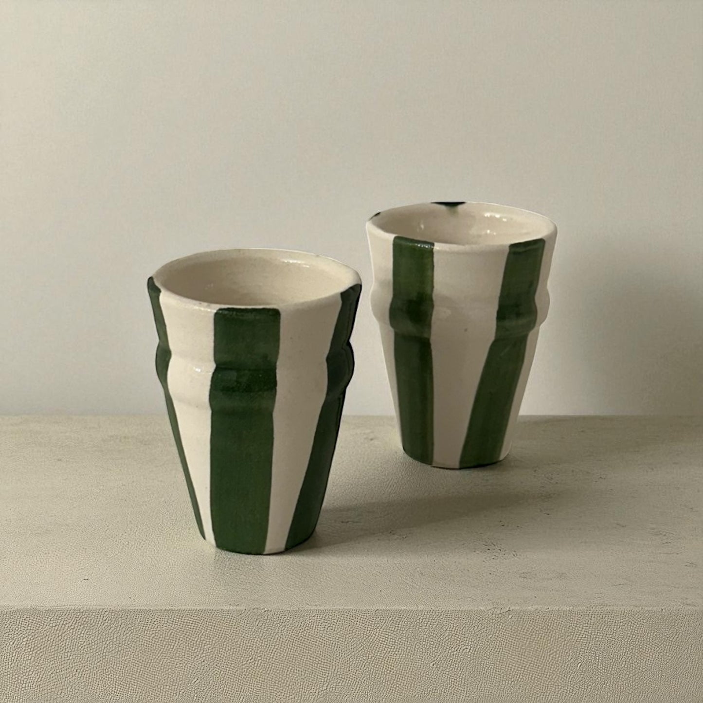 Green & White Moroccan Beldi Espresso Cup (Stripe)