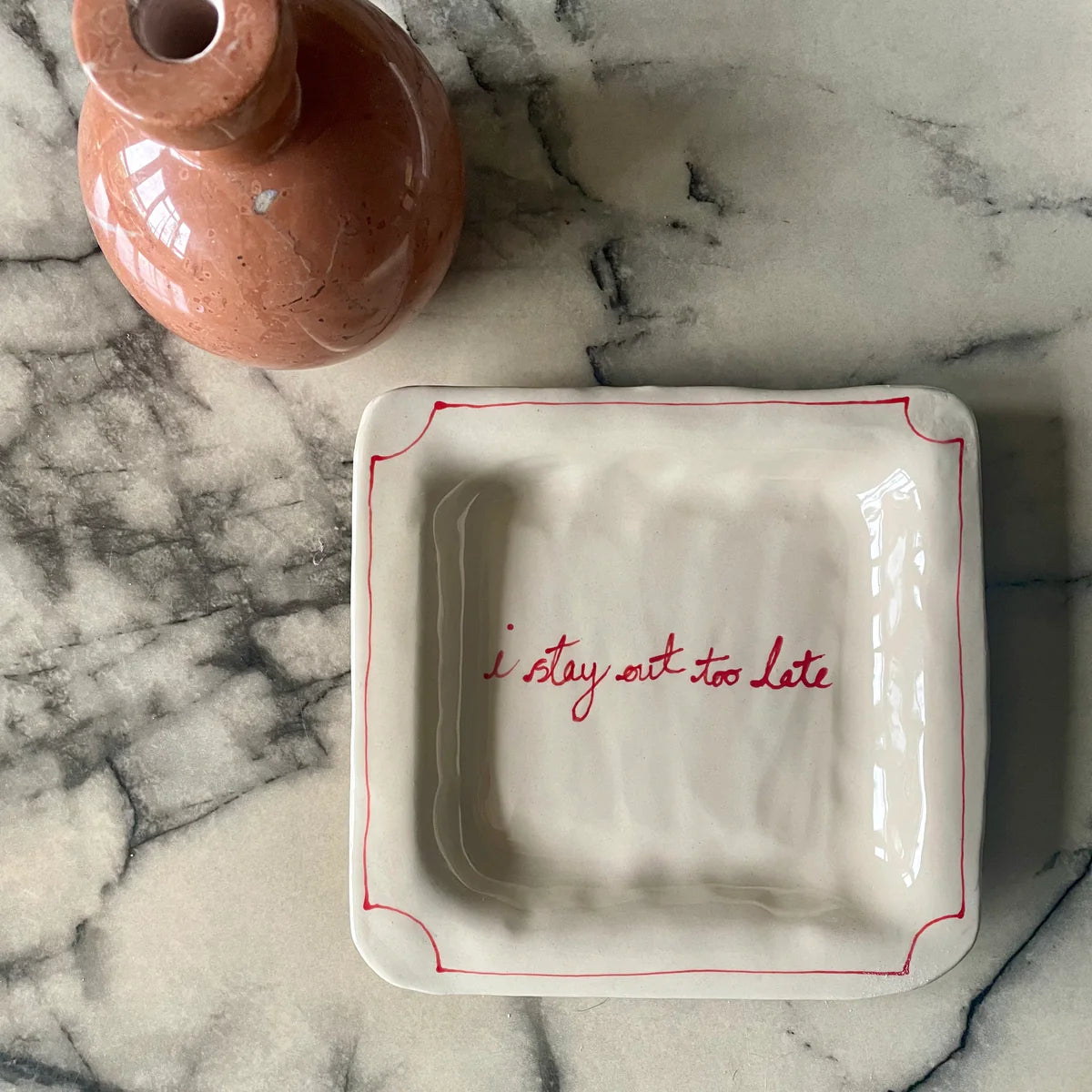 I Stay Out Too Late Trinket Tray - Vintage Red