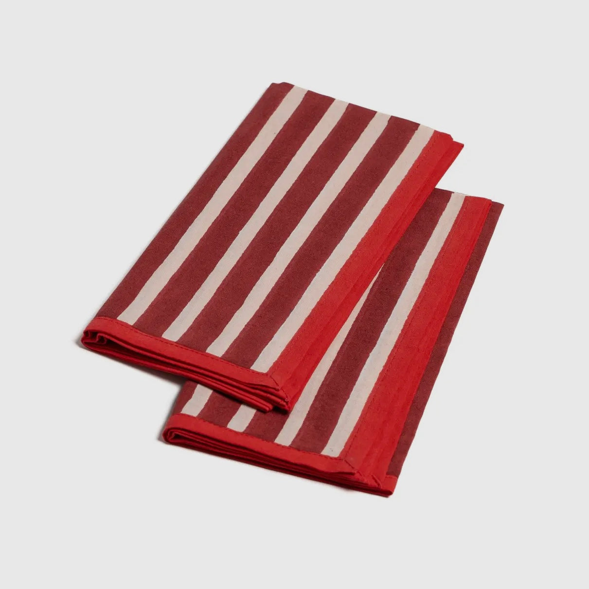 Block Stripe Napkins - Crimson Red / Blush