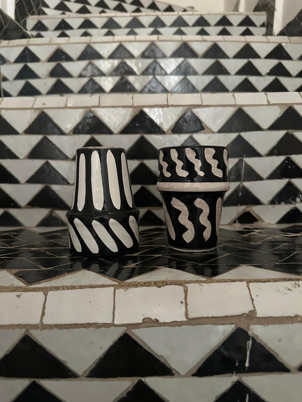 Black Moroccan Beldi Cup (Stripe)