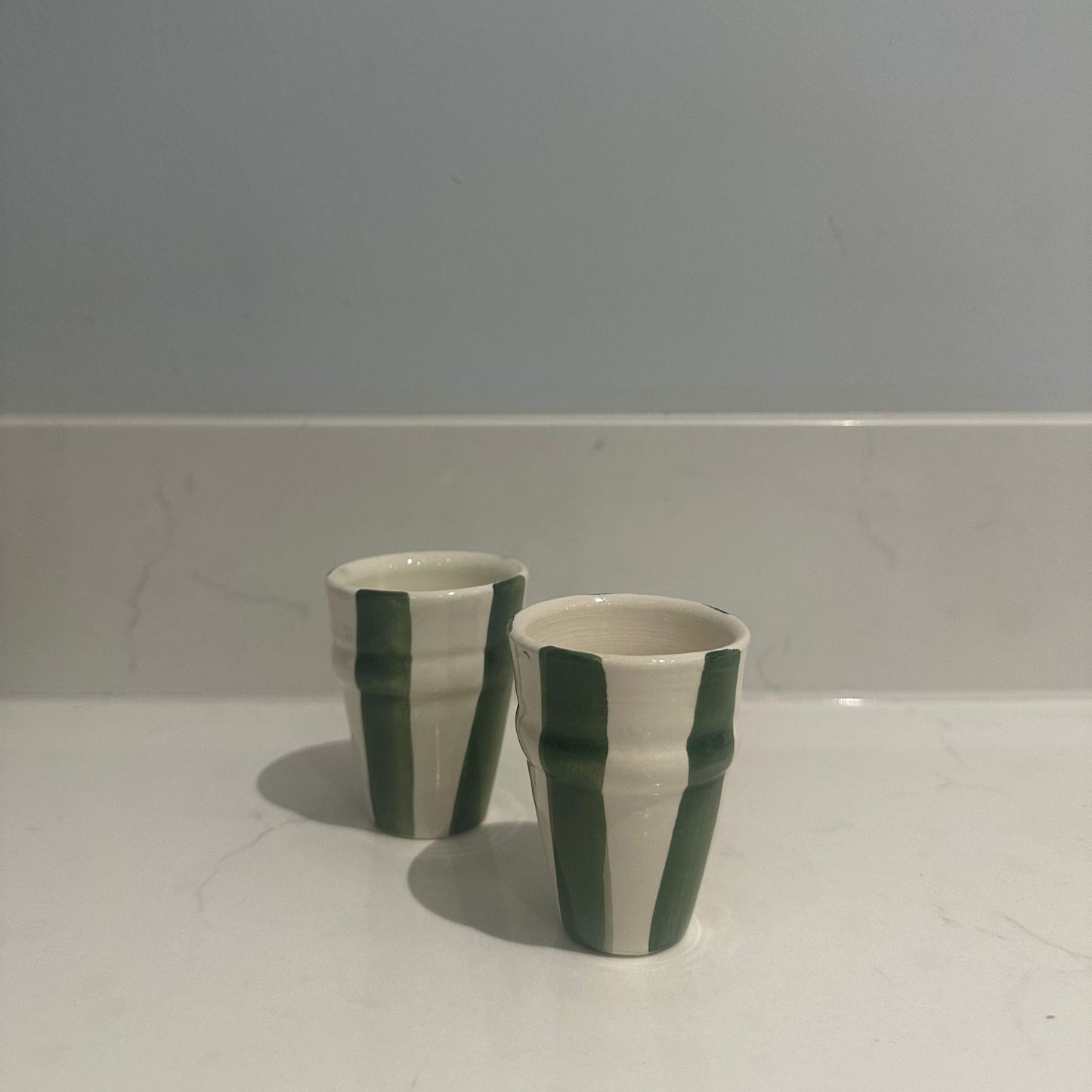 Green & White Moroccan Beldi Cup (Stripe)