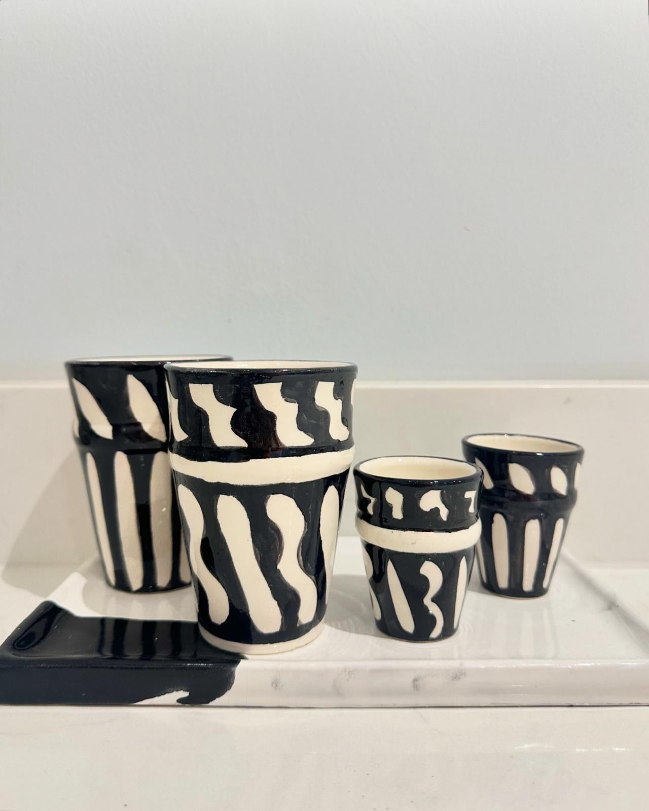 Black Moroccan Beldi Espresso Cup (Stripe)