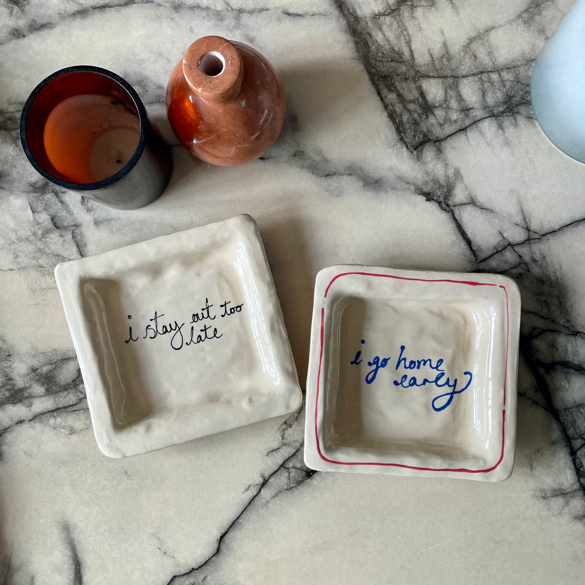 I Go Home Early Trinket Tray - Red and Blue