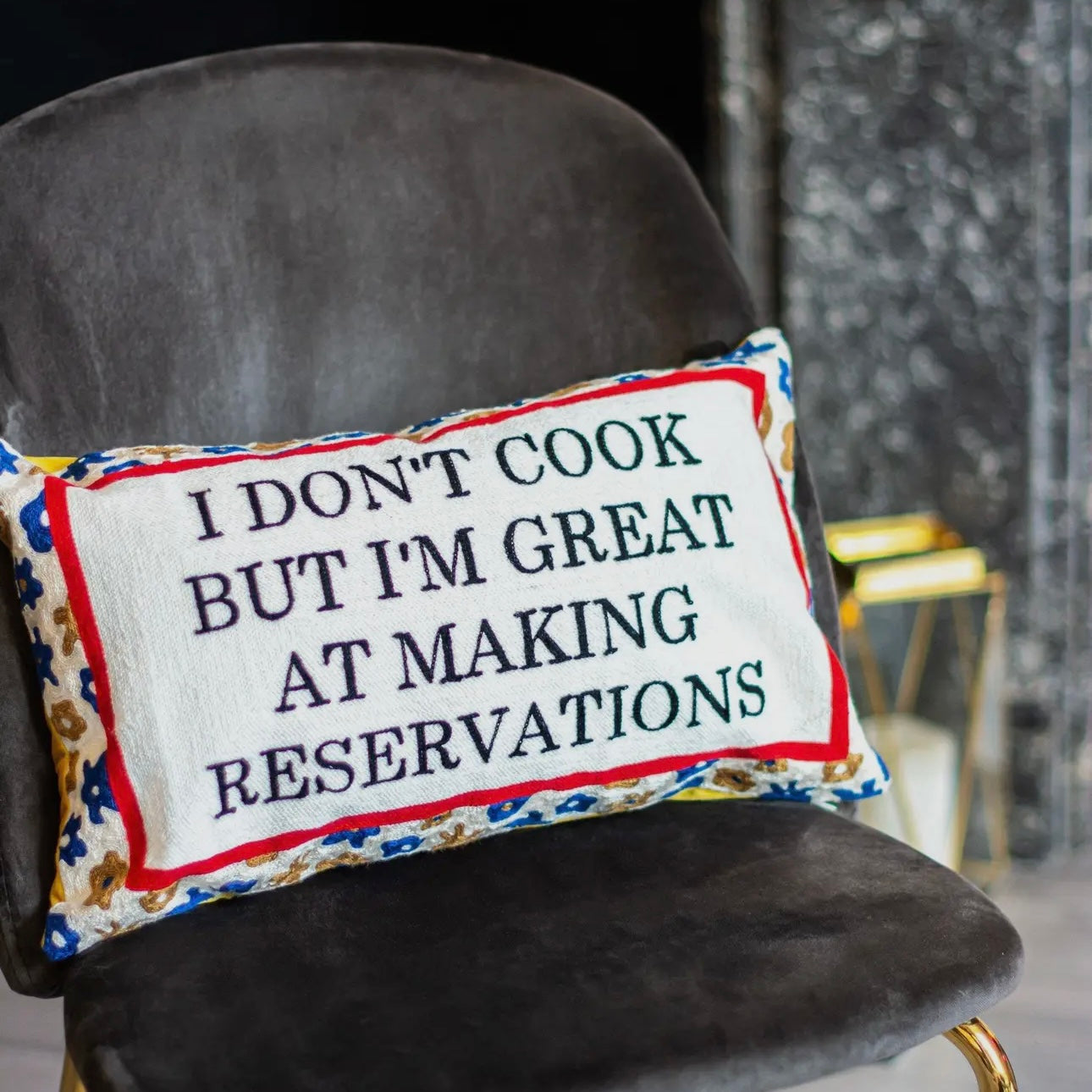 I Don't Cook Needlepoint Cushion