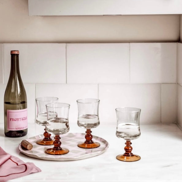 Pink Gingham Serving Platter