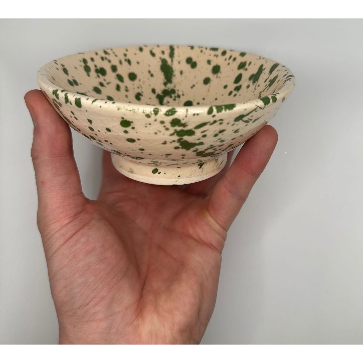 Moroccan Beldi Trinket Bowl (White & Green Splatter)