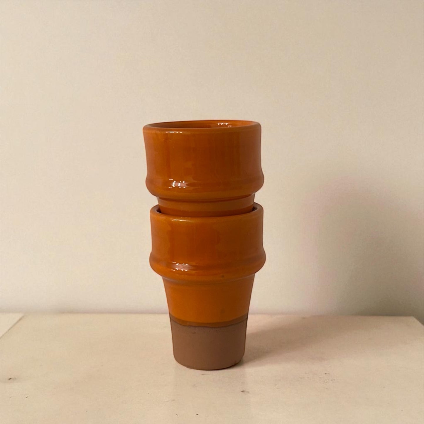 Beldi Moroccan Ceramic Cup (Orange & Terracotta)