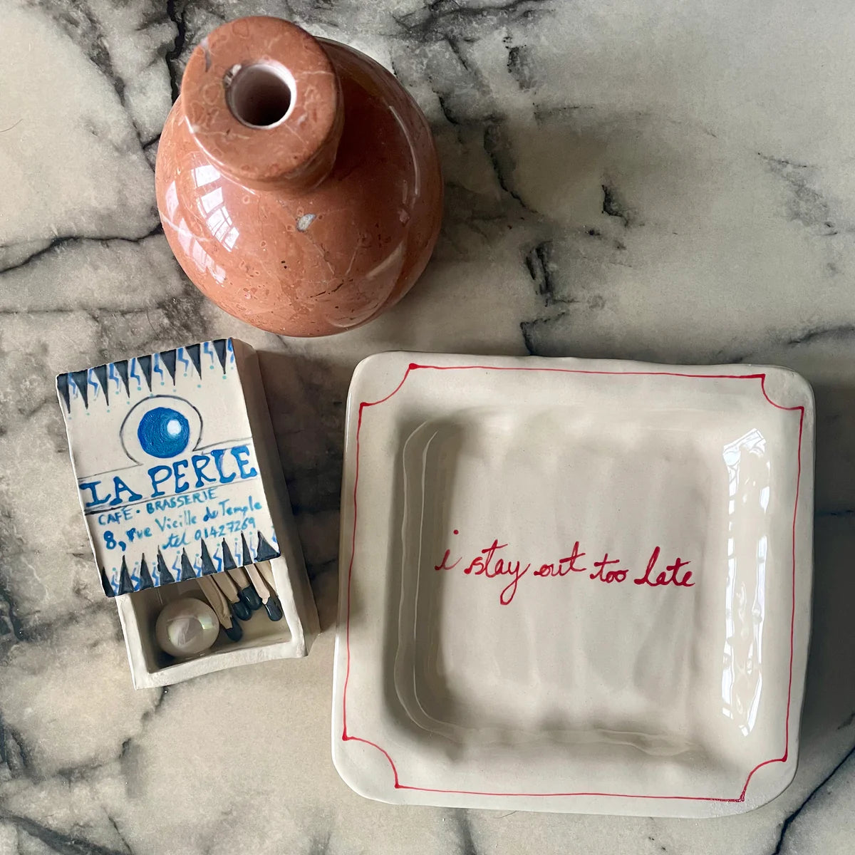 I Stay Out Too Late Trinket Tray - Vintage Red