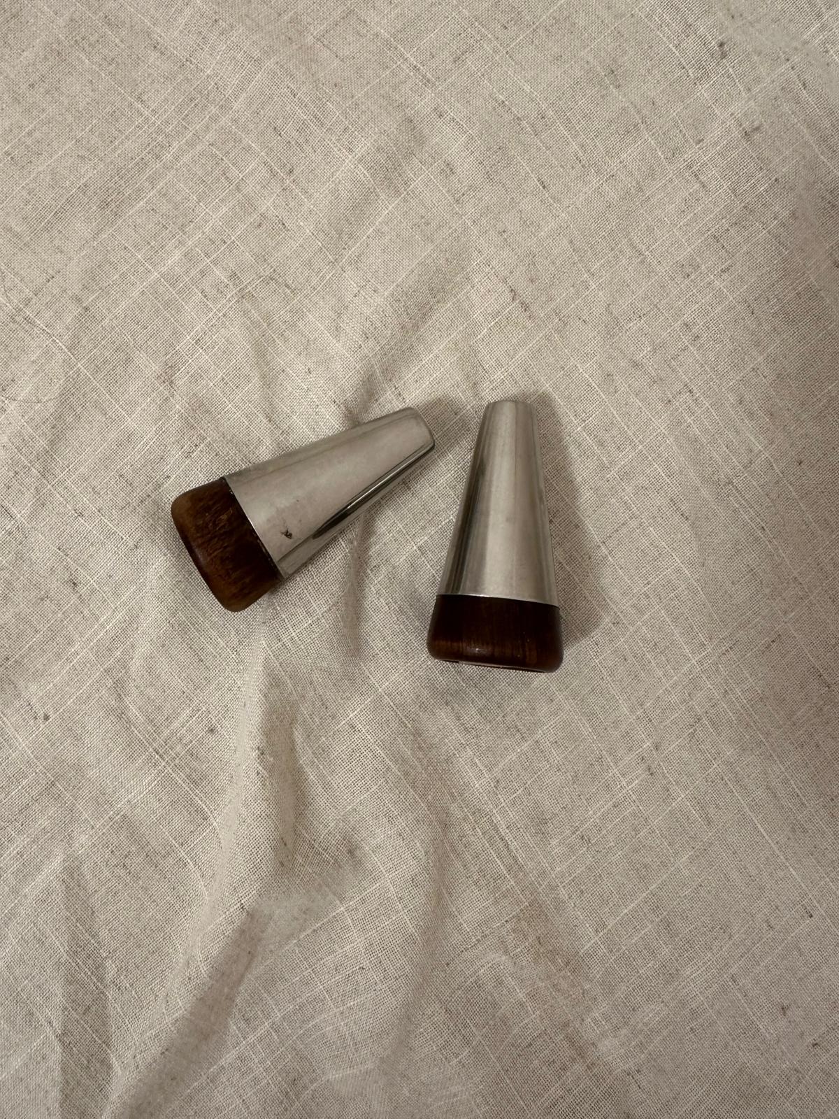 Vintage Teak & Chrome Salt & Pepper Set