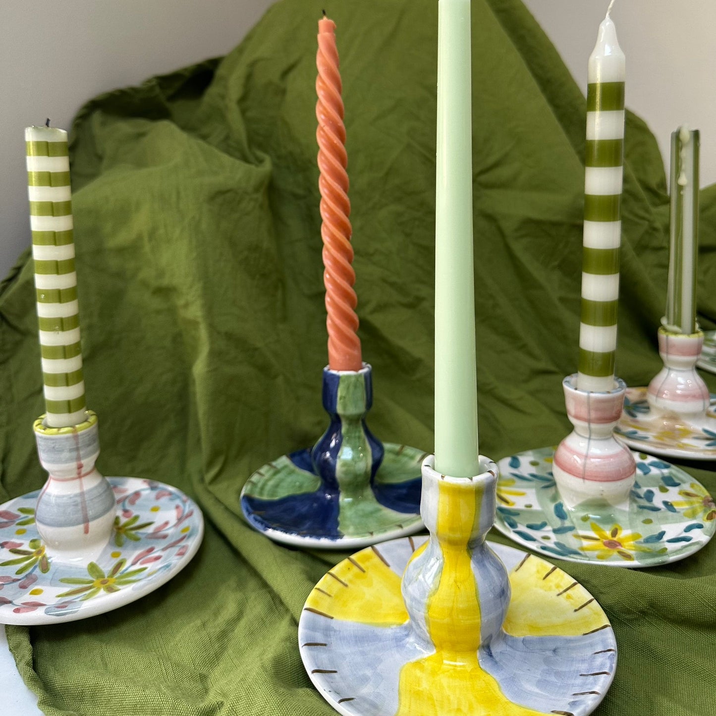 Yellow and Grey Check Candlestick