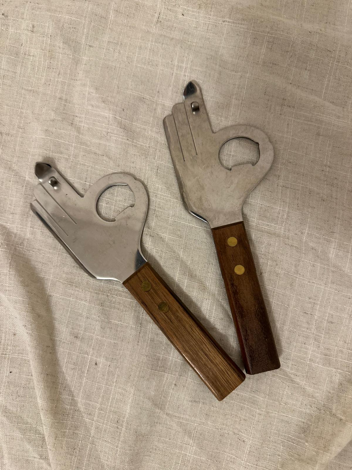 Vintage Stainless Steel "Hand" Bottle Openers (Pair)