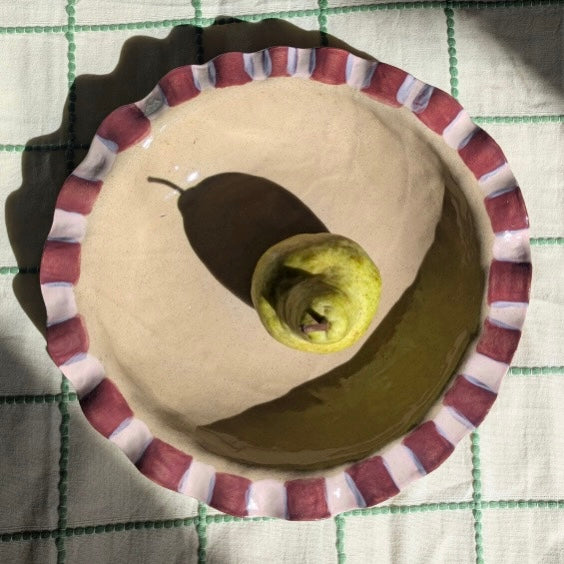 Baby Pink & Burgundy Frill Serving Bowl