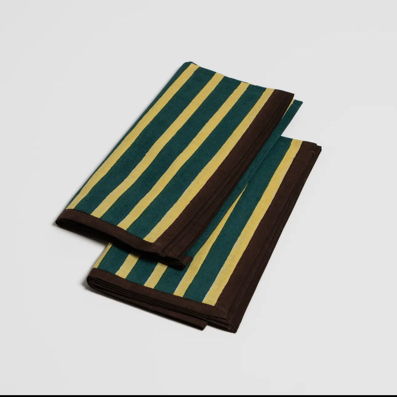 Block Stripe Napkins - Lemon / Forest Green