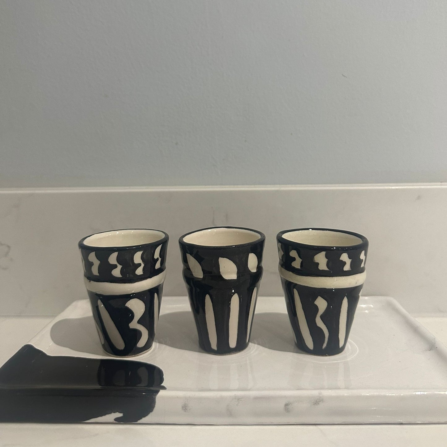 Black Moroccan Beldi Espresso Cup (Stripe)