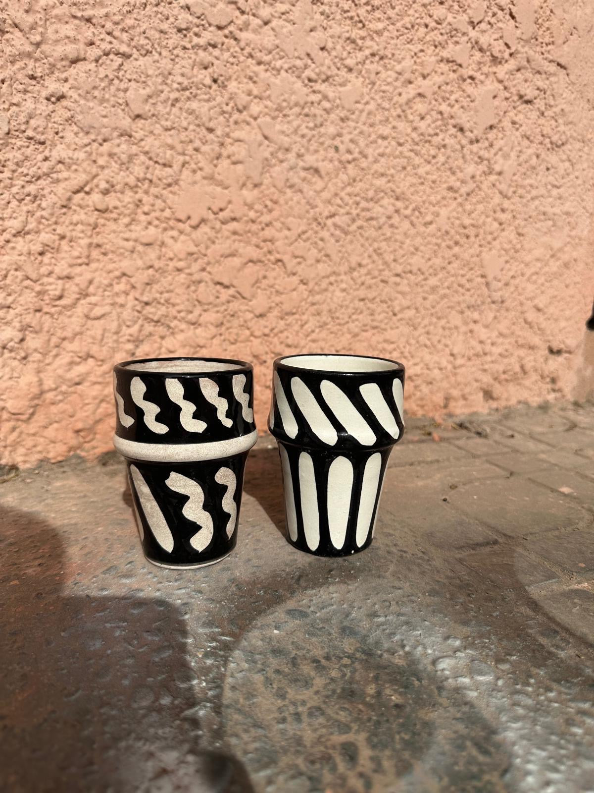 Black Moroccan Beldi Cup (Stripe)