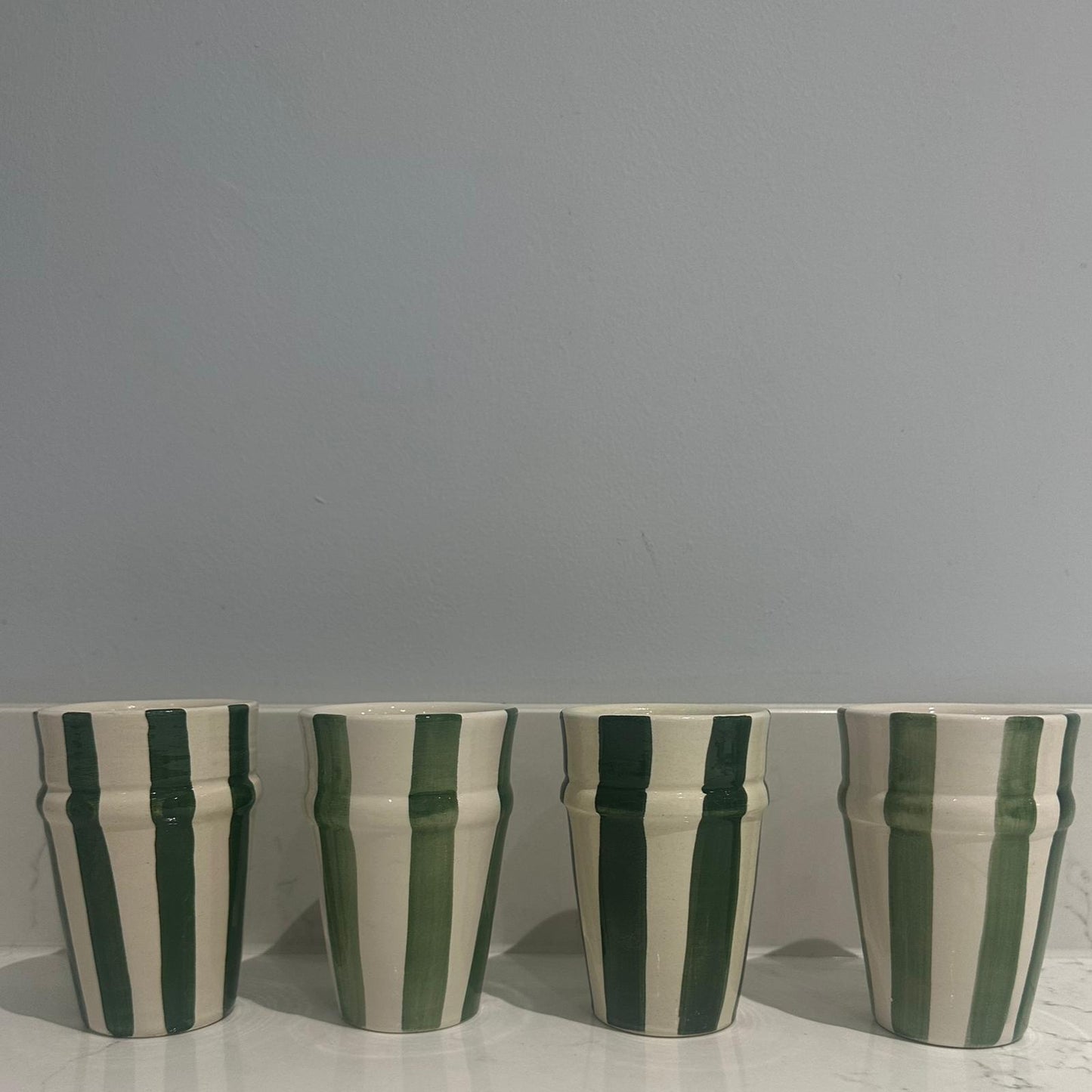 Green & White Moroccan Beldi Cup (Stripe)