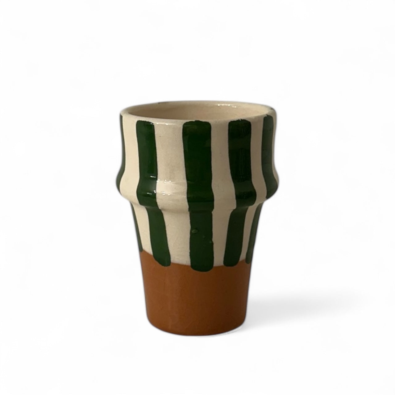 Beldi Moroccan Ceramic Cup (Green & White Stripe)