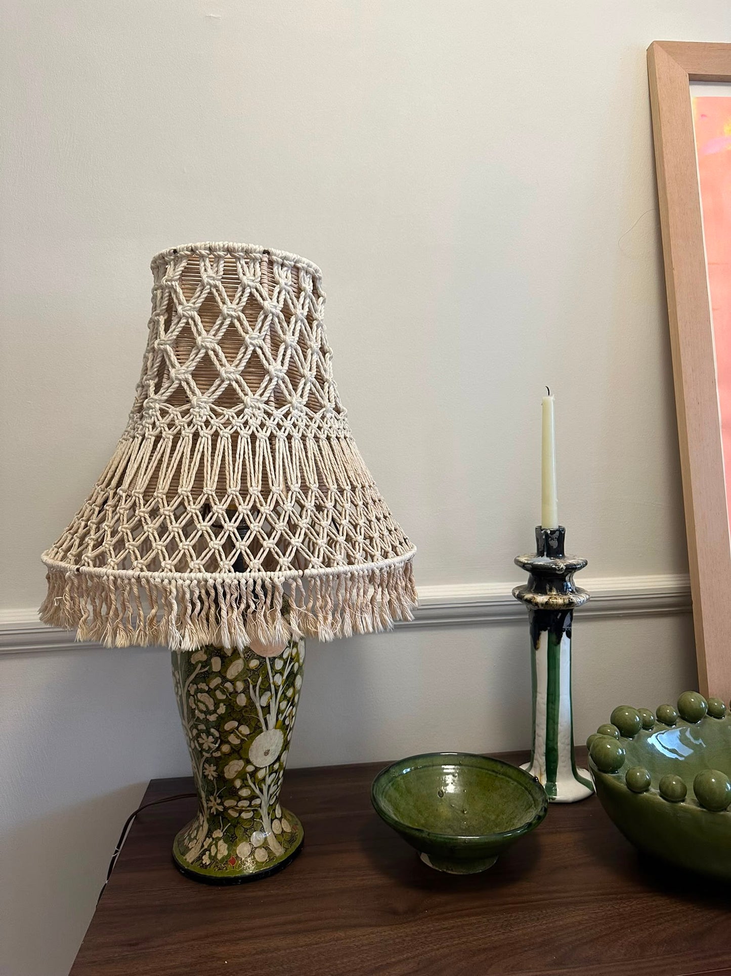 Bohemian Coastal Lamp With Macrame Shade